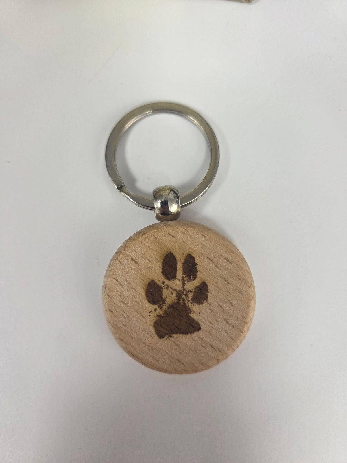 Wooden Keyring with Pet Print Engraving